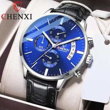 Новые роскошные мужские часы ТОП-бренда с коробкой, мужские многофункциональные спортивные часы, мужские водонепроницаемые мужские кварцевые часы с календарем