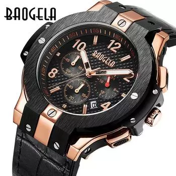 Новые роскошные мужские часы высшего бренда BAOGELA, многофункциональные часы с большим циферблатом, водонепроницаемые часы, мужские кварцевые часы