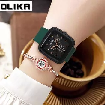 Новые роскошные мужские часы высшего бренда с квадратной коробкой, простые повседневные модные мужские кварцевые часы чёрный