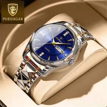 Новые роскошные мужские часы высшего бренда с коробкой, мужские водонепроницаемые мужские кварцевые часы