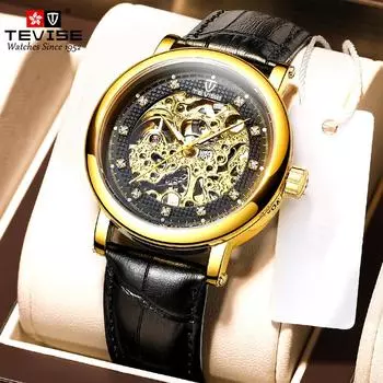 Новые роскошные мужские часы высшего бренда с коробкой, деловые светящиеся мужские механические часы