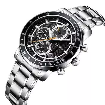 Новые роскошные мужские часы высшего бренда с коробкой, водонепроницаемые мужские кварцевые часы из нержавеющей стали
