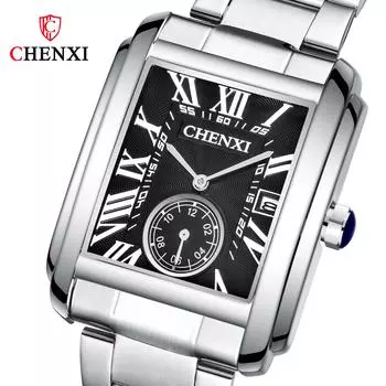 Новые роскошные мужские часы высшего бренда с коробкой, мужские модные квадратные часы, мужские кварцевые часы