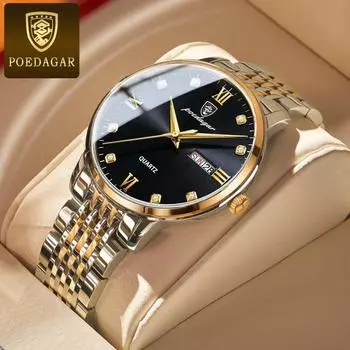 Новые роскошные мужские часы высшего бренда с коробкой, мужские водонепроницаемые светящиеся модные мужские кварцевые часы