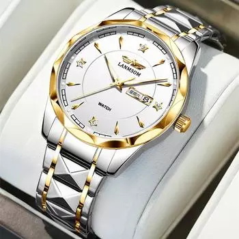 Новые роскошные мужские часы высшего бренда с коробкой, модные водонепроницаемые мужские кварцевые часы с двойным календарем