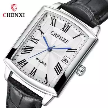 Новые роскошные мужские часы высшего бренда с коробкой, повседневные часы с календарем, квадратные мужские кварцевые часы