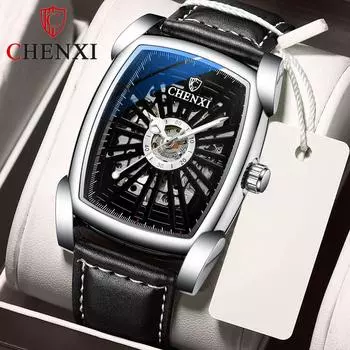 Новые роскошные мужские часы высшего бренда с коробкой, автоматические квадратные мужские механические часы