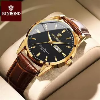 Новые роскошные мужские часы высшего бренда с коробкой B2238, кожаные мужские кварцевые часы