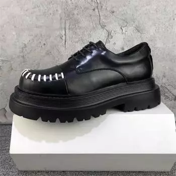 Новые роскошные мужские повседневные туфли на шнуровке с толстой подошвой деловые туфли дерби в британском стиле кроссовки Zapatos Hombre мужские мокасины 38 чёрный