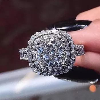 Новые роскошные обручальные кольца для женщин, круглые кольца с кубическим цирконием, блестящее женское кольцо на палец, подарок на годовщину, модные украшения 10