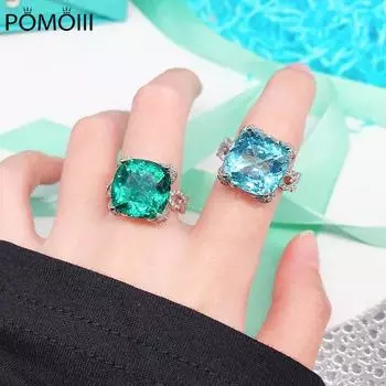 Новые роскошные обручальные кольца из нержавеющей стали с морским синим/зеленым цирконием для женщин, серебряные женские украшения, подарки на свадьбу Resizable