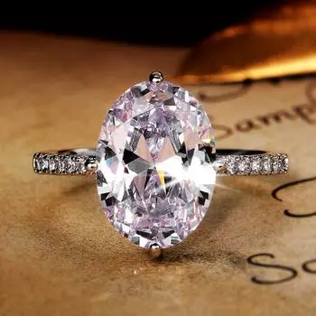 Новые роскошные овальные обручальные кольца с кубическим цирконием для женщин, простые высококачественные классические ювелирные изделия серебристого/золотого цвета 6