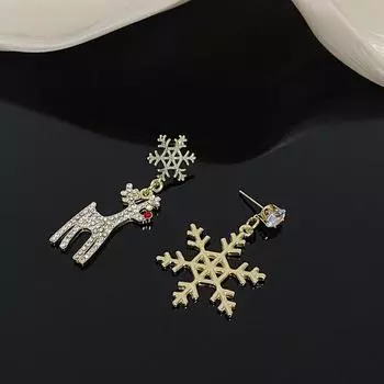 Новые роскошные рождественские серьги с изображением лося и снежинки, модные индивидуальные серьги