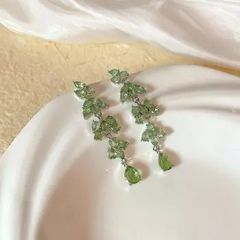 Новые роскошные серьги-гвоздики с зелеными каплями воды и кисточками High Sense Joker для женщин