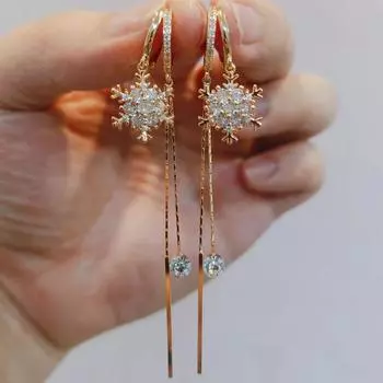 Новые роскошные серьги-капли со снежинками и цирконием для женщин, модные серьги с искусственным жемчугом, ювелирные аксессуары для вечеринок золотой