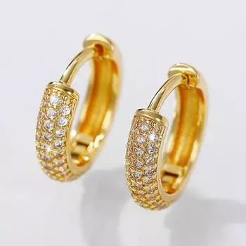 Новые роскошные серьги-кольца с фианитами для женщин, маленькие круглые серьги золотого цвета, модные универсальные женские аксессуары для ушей, простые ювелирные изделия