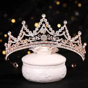 Новые роскошные свадебные аксессуары для волос розовые кристаллы стразы жемчужная корона ручной работы тиара невесты королевская тиара аксессуары для волос