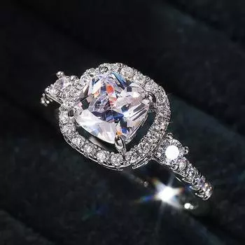 Новые роскошные свадебные кольца серебряного цвета AAA с белым кубическим цирконом Свадебные обручальные кольца для женщин Высококачественные эффектные ювелирные изделия 7