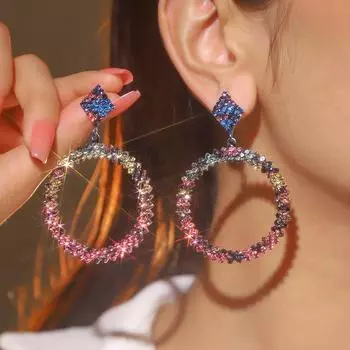 Новые роскошные сверкающие серьги с бриллиантами от Temperament, круглые серьги Senior Sense Of Geometric, женские серьги, 1 пара