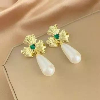 Новые роскошные темпераментные модные преувеличенные женские геометрические серьги с искусственным жемчугом и цветком