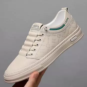 Новые роскошные туфли для мужчин из натуральной кожи, повседневная обувь, весна-осень, модные туфли для скейтбординга на плоской подошве, молодежные кроссовки 38 белый