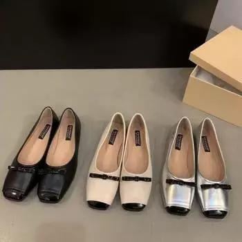 Новые роскошные женские балетки, модные, неглубокие, без застежек, элегантные, на мягкой подошве, на плоской подошве, женские туфли Мэри Джейн с бантом, Zapatos Mujer 35 чёрный