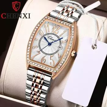 Новые роскошные женские часы высшего бренда с коробкой, женские модные водостойкие женские кварцевые часы с бочонком красный