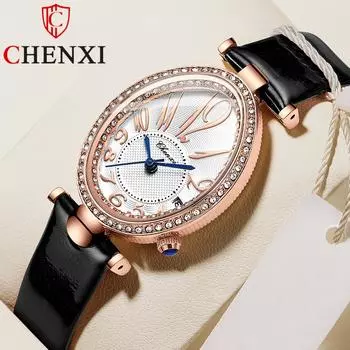 Новые роскошные женские часы высшего бренда с коробкой, модные овальные женские кварцевые часы красный