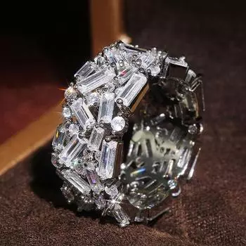 Новые роскошные женские кольца с геометрическим фианитом, стильные аксессуары для вечеринок для девочек, повседневное носимое ювелирное кольцо 10