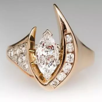 Новые роскошные женские обручальные кольца золотого цвета с блестящим камнем, ювелирные изделия V-образной формы, инкрустированные маркизой и цирконом, нежные женские кольца, новинка 10