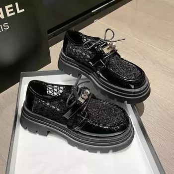 Новые роскошные женские туфли на толстой подошве 2024 года, сетчатые дышащие туфли на каблуке, женские модные повседневные кроссовки для банкета 35