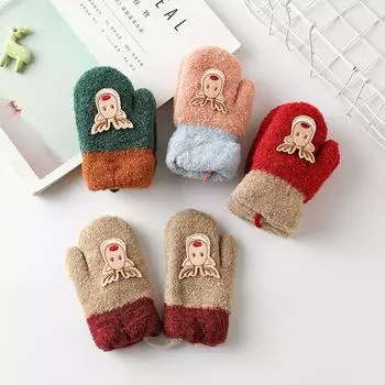 Новые рождественские эльфы, мультяшные олени, детские варежки, детские зимние перчатки, шейные подвесные перчатки, плюшевые толстые для детей, мальчиков и девочек 6*14cm