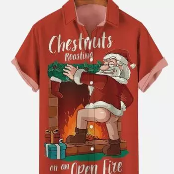 Новые рождественские элементы 3D цифровая печать большой размер мужская рубашка повседневная рубашка S