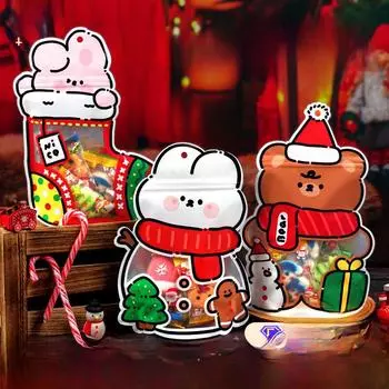 Новые рождественские подарочные пакеты: Праздничная упаковка закусок, конфет и печенья с застежкой-молнией