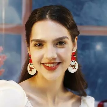 Новые рождественские серьги «Маленький снеговик» INS, преувеличенные легкие серьги ручной работы с героями мультфильмов 7cm