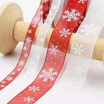 Новые рождественские украшения Ленты в виде снежинок Подарочная упаковка Печатные ленты Аксессуары для волос Материалы для самостоятельного изготовления 2.5cm красный