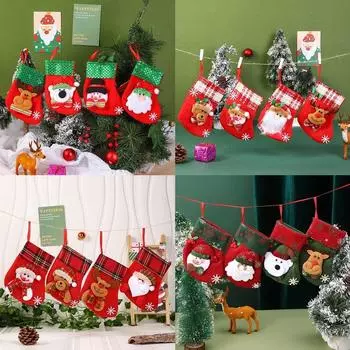 Новые рождественские украшения мультфильм старые носки с буквами детский подарок мешок конфет рождественская елка носки подвеска