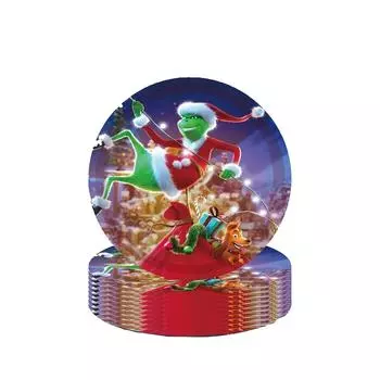 Новые рождественские зеленые бумажные стаканчики тарелки столовые приборы атмосфера вечеринки украшения One Size