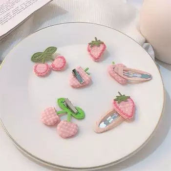 Новые розовые заколки для волос с клубникой, корейские милые тканевые заколки с клубникой, заколки для волос, головные уборы, аксессуары для волос для девочек