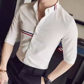 Новые рубашки для мужчин, одежда, приталенная рубашка с коротким рукавом, мужская повседневная деловая одежда больших размеров, 4XL M белый