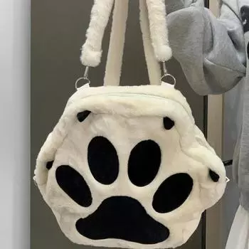 Новые рюкзаки, модная школьная сумка для девочек, симпатичная сумка с кошачьими лапками, плюшевый рюкзак для девочек, высококачественный бежевый рюкзак для отдыха