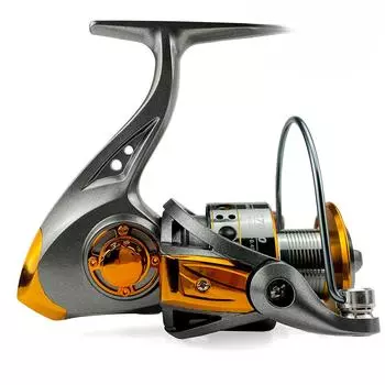 Новые рыболовные катушки с металлической шпулей 5.2:1 Высокоскоростные карповые спиннинговые катушки Аксессуары для морской рыбалки 1000 Series чёрный