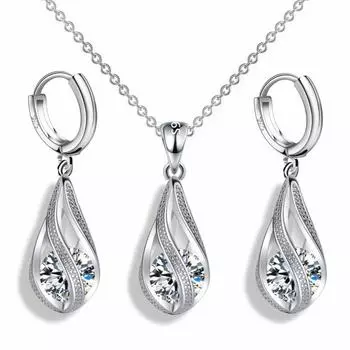 Новые S925 штамп серебряные женские серьги-капли с геометрическим кулоном в форме капли воды высокое качество циркониевые серьги наборы для женщин ювелирные изделия, подарки