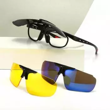 Новые съемные перевернутые поляризационные солнцезащитные очки TR90 с плоским зеркалом, трехсекционное зеркало, спортивное зеркало с очками для близорукости