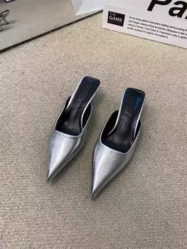 Новые сабо с острым носком, модные женские шлепанцы с леопардовым принтом, повседневная женская обувь, женская обувь на низком каблуке, элегантные женские уличные шлепанцы 35