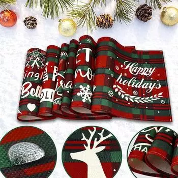 Новые салфетки под елку с изображением лося, льняные салфетки для обеденного стола, термостойкие коврики, рождественские украшения для дома, подарки, кухонные принадлежности 32 45CM