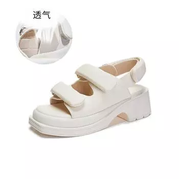 Новые сандалии 2025 лето женская мода и комфорт толстый каблук липучка спортивные сандалии повседневные маленькие ароматные сандалии 35