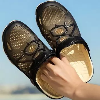 Новые сандалии и тапочки, прозрачная обувь, дышащая мужская пляжная обувь большого размера 39 синий