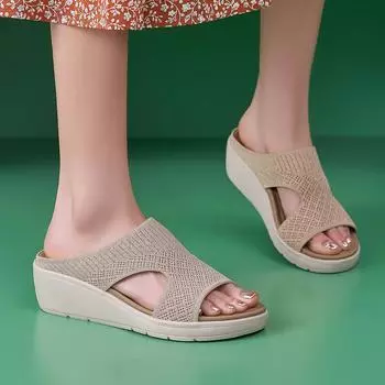 Новые сандалии легкие и удобные повседневные спортивные тапочки на платформе женские 36 абрикосовый