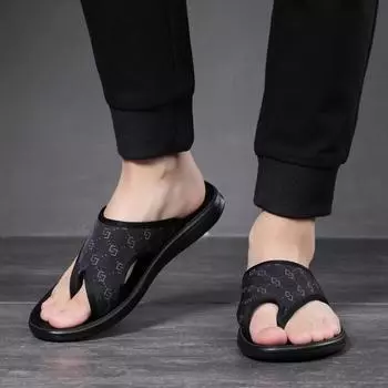 Новые сандалии мужские тапочки водонепроницаемые и нескользящие мужские пляжные туфли сандалии сандалии верхняя одежда лето Интернет знаменитости щипок для ног корейская версия 38 чёрный